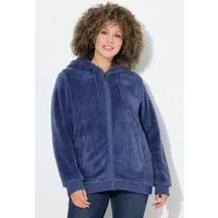 Ulla Popken Sweatjacke Teddy-Jacke Kapuze Langarm weicher Teddyplüsch