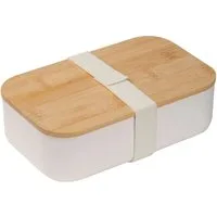 Easy Gifts Lunchbox Brotdose / Lunchbox / mit Bambusdeckel / Farbe: weiß