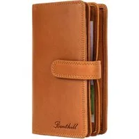 Benthill Geldbörse Damen Groß Leder Portemonnaie RFID Vintage XXL Geldbeutel Echt-Leder, RFID-Schutz Kartenfächer Münzfach Reißverschlussfach