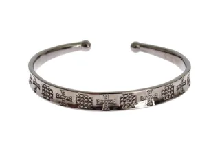 Nialaya Graues Rhodium 925 Silber Armreif