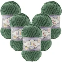 Alize 5 x ALIZE Velluto Häkelwolle, 68 m, Chenillegarn,Kuschelweich für Babydecken, Amigurumi,Samtwolle