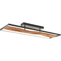 Brilliant LED Deckenleuchte Chaumont, Dimmfunktion, LED fest integriert, Warmweiß, LED Deckenlampe, 100x14x30 cm, 6600 lm 3000 K, Metall/Holz/Kunststoff