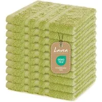 Lavea Seiftuch 10er Gästehandtücher Set 30x30 cm Elena Frottee, kleine Waschlappen, 100% Baumwolle (10er Set), 500 g/m² Frottier, weich & saugstark, pflegeleicht
