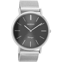 OOZOO Quarzuhr Oozoo Herren Armbanduhr silber Analog, (Analoguhr), Herrenuhr rund, groß (ca. 40mm) Edelstahlarmband, Casual-Style