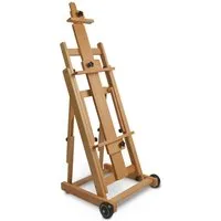 Artina Staffelei Profi Studio Atelierstaffelei Buche für 2 Leinwände Bordeaux, gleichzeitig bis Leinwandhöhe 195 cm Bordeaux – Neigungswinkel 90°