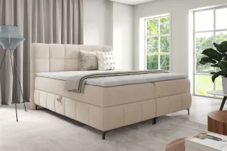 Boxspringbett Schlafzimmerbett SOPHIE 140x200cm Stoff Aragon Creme