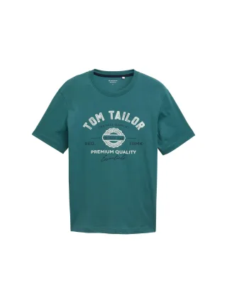 Tom Tailor - T-Shirt mit Logo-Print jasper green - Gr. - L
