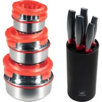 KING Messerblock Carbon Optic (9tlg), inkl. 3-teiligem Dosen-Set