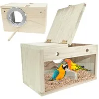 Ledander Vogelhaus Wellensittich Nistkasten Loch Links,Nistkasten für Vögel, Vogelhaus Naturholz,Papagei Zucht Box Vogelzuchtboxm,Vier Größen