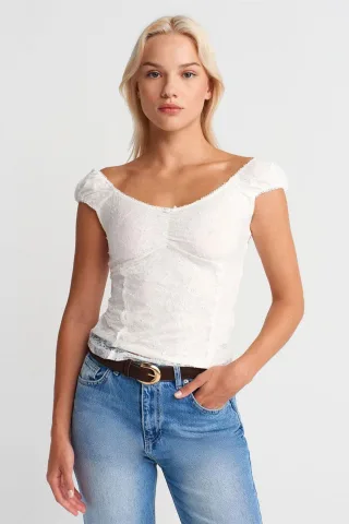 Damen Cropped Spitzen Top