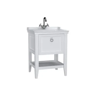 VitrA Valarte Waschtisch-Möbel-Set 62177 64,5 x 53 x 88 cm, 1 Vollauszug, Korpus weiß matt/Waschtisch weiß hochglanz