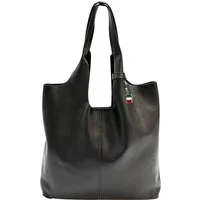 FLORENCE Shopper Florence Damen Shopper Leder Tasche (Shopper), Damen Shopper Echtes Leder, schwarz ca. 38cm hoch