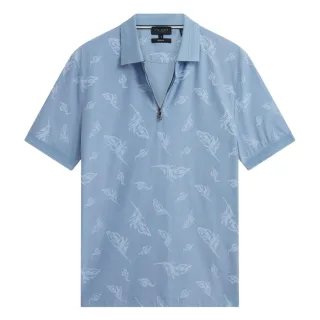 Ted Baker Neyack Feather Jacquard Zip Blaues Polohemd