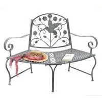 DanDiBo Baumbank Sitzbank Halbrund Metall Wetterfest Grau 130 cm 96013 Garten