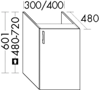 Burgbad Unterschrank Sys30 PG3 Diago 601x400x480 Schwarz Solid Matt, WYIC040RF6560 WYIC040RF6560