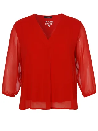 Frapp - Bluse V-Ausschnitt 3/4 Arm red - Gr. - 48