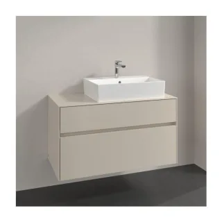 Villeroy und Boch Collaro Waschtischunterschrank C127B0VN 100x54,8x50cm, Waschtisch rechts, LED-Beleuchtung 7,3 W, cashmere grey