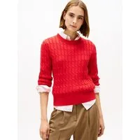 Tommy Hilfiger Rundhalspullover CO CABLE MID GG C-NK LS SWT mit Zopfmuster