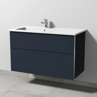 Sanipa 3way Keramik-Set Venticello Keramik-Waschtisch und Unterbau mit 2 Auszügen, Marine-Matt BP3251R