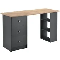 en.casa Schreibtisch, »Lemberg« mit Schubladen und Ablagen 120x50x72cm Dunkelgrau/Holz