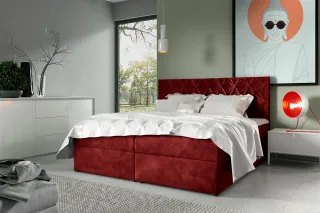 Boxspringbett Schlafzimmerbett 200x220cm LAZARO Nr.7 Rot inkl. Bettkasten
