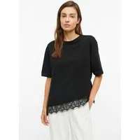s.Oliver Kurzarmshirt T-Shirt T-Shirt mit asymmetrischem Spitzensaum