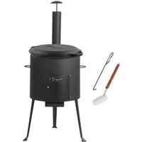 BBQ-Toro Feuerstelle Gusseisen Kazan 6,9L mit Kazan Ofen Ø 34 cm, Gusstopf mit Deckel