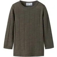 Name It Langarmshirt NMMWANG WOOL NEEDLE LS TOP SOLID NOOS aus reiner Merinowolle