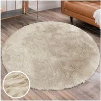 OTTO home Hochflor-Teppich Valeria Fellteppich kuschelig, rund, Höhe: 60 mm, Kunstfell, weiche Teppiche, Wohnzimmer, Schlafzimmer, Esszimmer