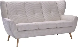 exxpo - sofa fashion 3-Sitzer "ALVESTA, Loungesofa, Küchensofa, hoher Sitzkomfort, Ohrenbackensofa" gemütliche Rückenlehne, mit Knopfheftung und hohen Holzfüßen, in Cord