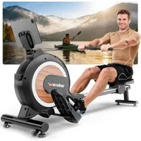 Wenoker Rudergerät Magnetisches Rudergerät mit Bluetooth-App und 16 Widerstandsstufen (Spar-Set, Montagewerkzeug, Rudergerät, Tablet-Halterung, LCD-Display), 16 Widerstandsstufen, App‑Verbindung, leises Magnetwiderstandssystem