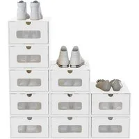 FIVMEN Schuhbox Stapelbar Schuhboxen mit Deckel & Transparent Sichtfenster Praktische (10 St), Stauraum Organizer für Schuhe