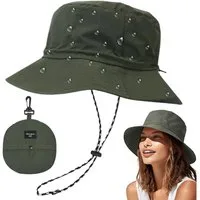 MOPUEA Sonnenhut Sonnenhut Unisex Damen- und Herren-Anglerhut (1 Stück) UV Schutz (1-St., khaki/brau/grün/lila) Faltbarer wasserdichter Fischerhut mit breiter Krempe für Sommer Regen