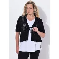 Angel of Style Strickjacke Strickjacke Straight Fit Ajourstrick Halbarm