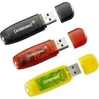 Intenso USB Stick 8GB Speicherstick Rainbow Line gelb, rot, schwarz 3er Pack USB-Stick