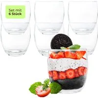 KONZEPT Dessertschale Dessertgläser Set aus Glas, große Gläser für Nachtisch, (6-tlg), glas, 225 ml