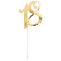 partydeco Tortenstecker, Cake Topper "18" gold 20,5cm