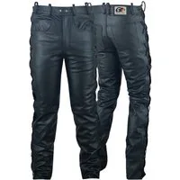 German Wear Lederhose GW860 Black Lederjeans Büffelleder geschnürt Schwarz