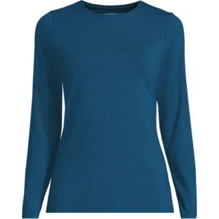Shirt aus Baumwolle/Modal-Mix mit Rundausschnitt für Damen, Damen, size: regular, Blau, Elasthan/Baumwolle Modal, by Lands' End