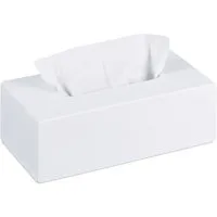 relaxdays Kosmetikbox Bambus Tücherbox weiß