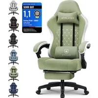 GTPLAYER Gaming-Stuhl Ergonomischer Gaming Sessel Schreibtischstuhl aus Stoff/Kunstleder (Pacekung), Federsitzkissen mit Fußstütze