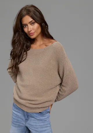 Laura Scott 3/4 Arm-Pullover mit Glitzergarn und lässigem Schnitt