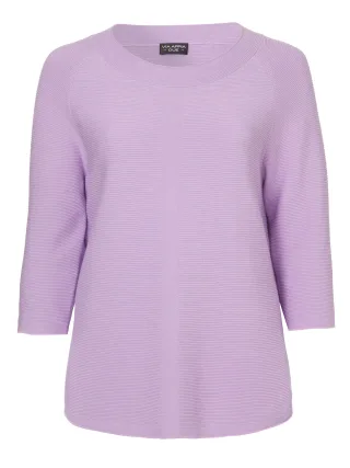 VIA APPIA DUE - Pullover Rundhals 3/4 Arm Strukturmix flieder - Gr. - 46