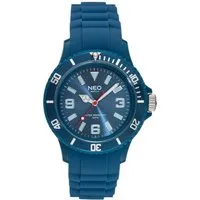 Neo Watch Quarzuhr Damenuhr Herrenuhr unisex kobalt blau NICE-1 Armbanduhr Modell N1-011, Mineralglas, Damen Herren Uhr, dunkelblaues Gehäuse, blaues Armband