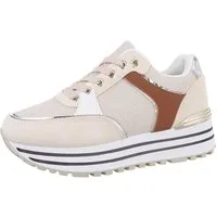 Ital-Design Damen Low-Top Freizeit Sneaker (86188200) Keilabsatz/Wedge Sneakers Low in Beige