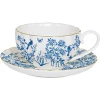 EasyLife Tasse Paradise Garden, Porzellan, Handwäsche empfohlen, Mehrfarbig, Blumen und Vogel, H: 7cm