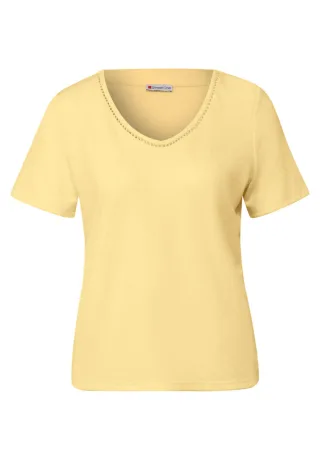Street One - Leinen-Look T-Shirt gelb - Gr. - 36