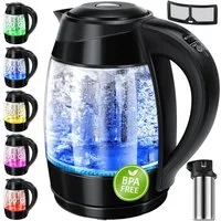 KESSER Wasserkocher, 1.8 l, 2200 W, 1,8L Edelstahl Wasserkocher 2200W Glaswasserkocher