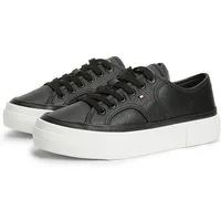 Tommy Hilfiger PLATFORM VULC SNEAKER PIPING LTR Plateausneaker Freizeitschuh, Halbschuh, Schnürschuh mit seitlichem Flaggen-Element