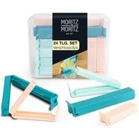 Moritz & Moritz Vorratsdose Moritz & Moritz 24 Verschlussclips bunt für Lebensmittelaufbewahrung, (24er Set, 25-tlg), für Lebensmittelaufbewahrung